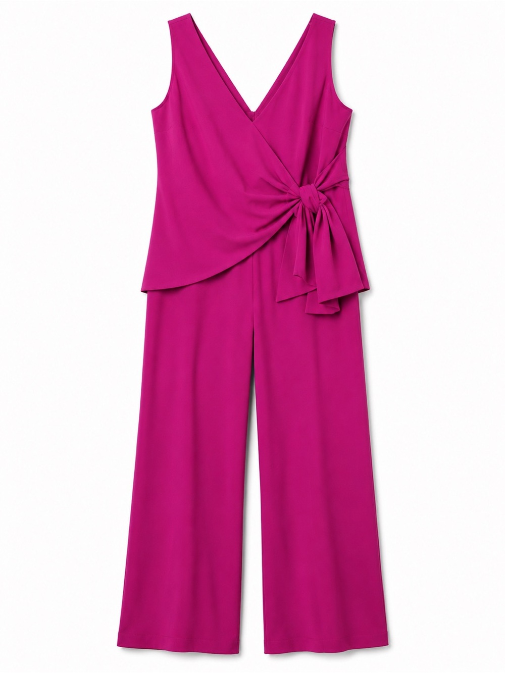 ANTONIO MELANI Fuchsia Sleeveless Wrap Jumpsuit with Side Knot